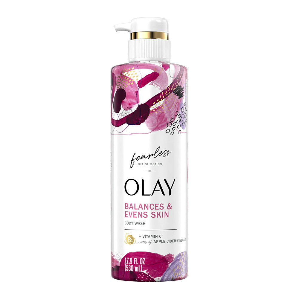 Olay Fearless Artist Series Skin Balancing Body Wash with Vitamin C and Notes of Apple Cider Vinegar, 17.9 Oz